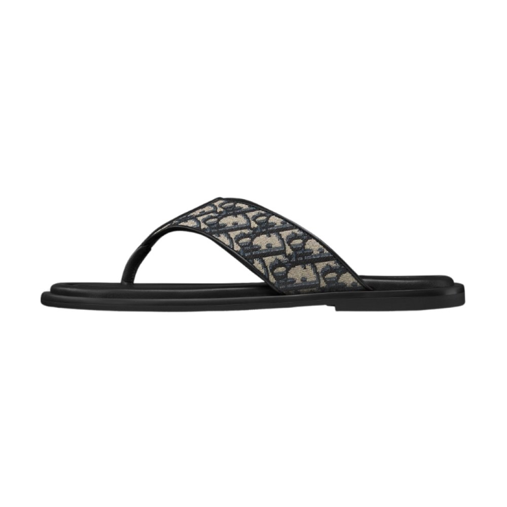 Dior Sandalo Infradito Alias Jacquard Oblique Beige e Nero