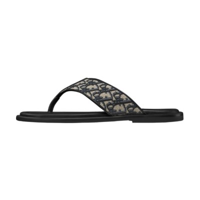 Dior Sandalo Infradito Alias Jacquard Oblique Beige e Nero