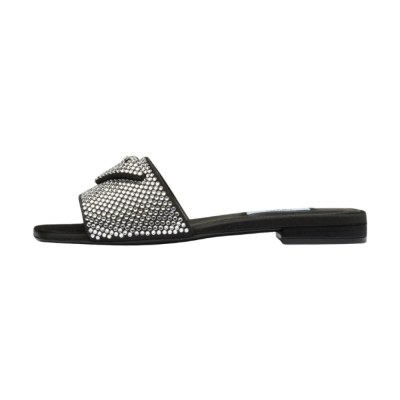 Prada Ciabatte Raso Nero con Cristalli