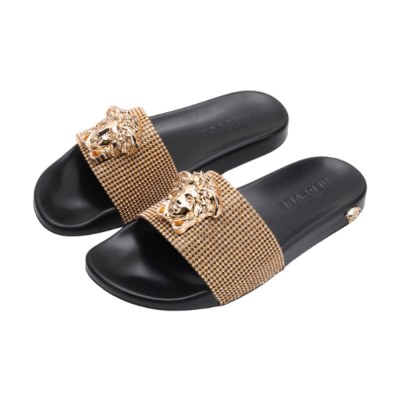 Versace Medusa Slide Glitter Brown