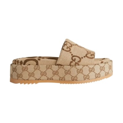 Gucci Slide Platform GG Beige