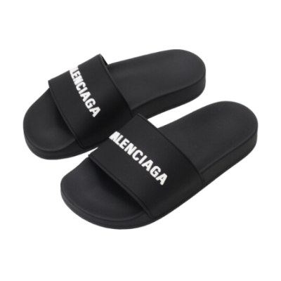 Balenciaga Pool Slide Nera Logo Bianco