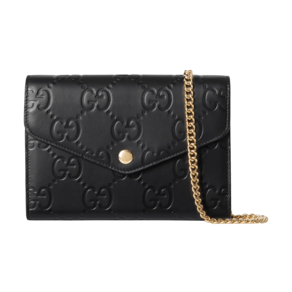 PORTAFOGLIO in PELLE GG con CATENA NERO