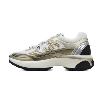 Chanel Fabric Laminated Low Top Khaki