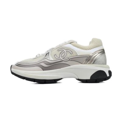 Chanel Fabric Laminated Low Top Rose Gold