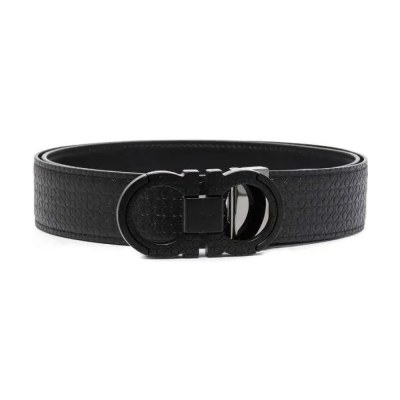 Ferragamo Cintura Gancini Nera Total Black