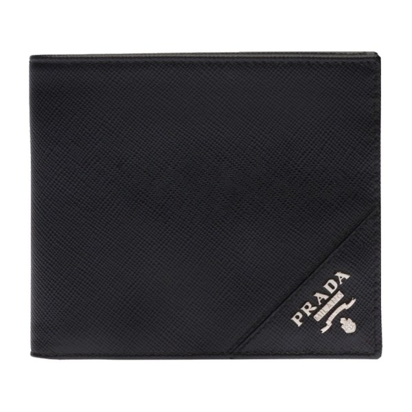 Prada Bi-Fold Wallet Saffiano Nero Baltico
