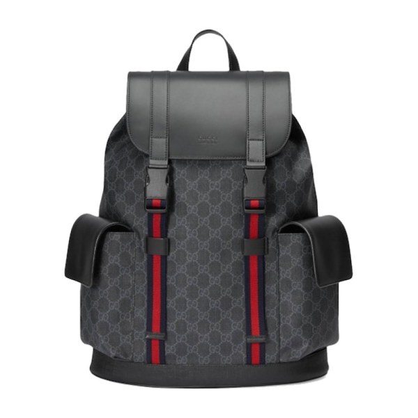 Gucci Soft GG Supreme Backpack Web Black Grey